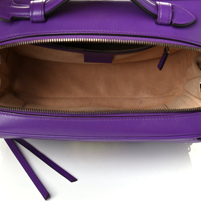 Gucci Calfskin Matelasse Sylvie Web Small GG Marmont Top Handle Shoulder Bag Shine Purple 4 of 8