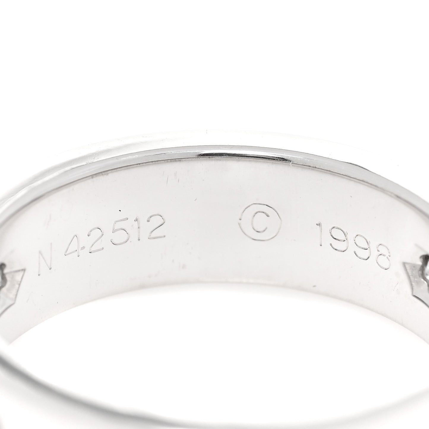18K White Gold 3 Diamond 5.5mm LOVE Ring 51 5.75