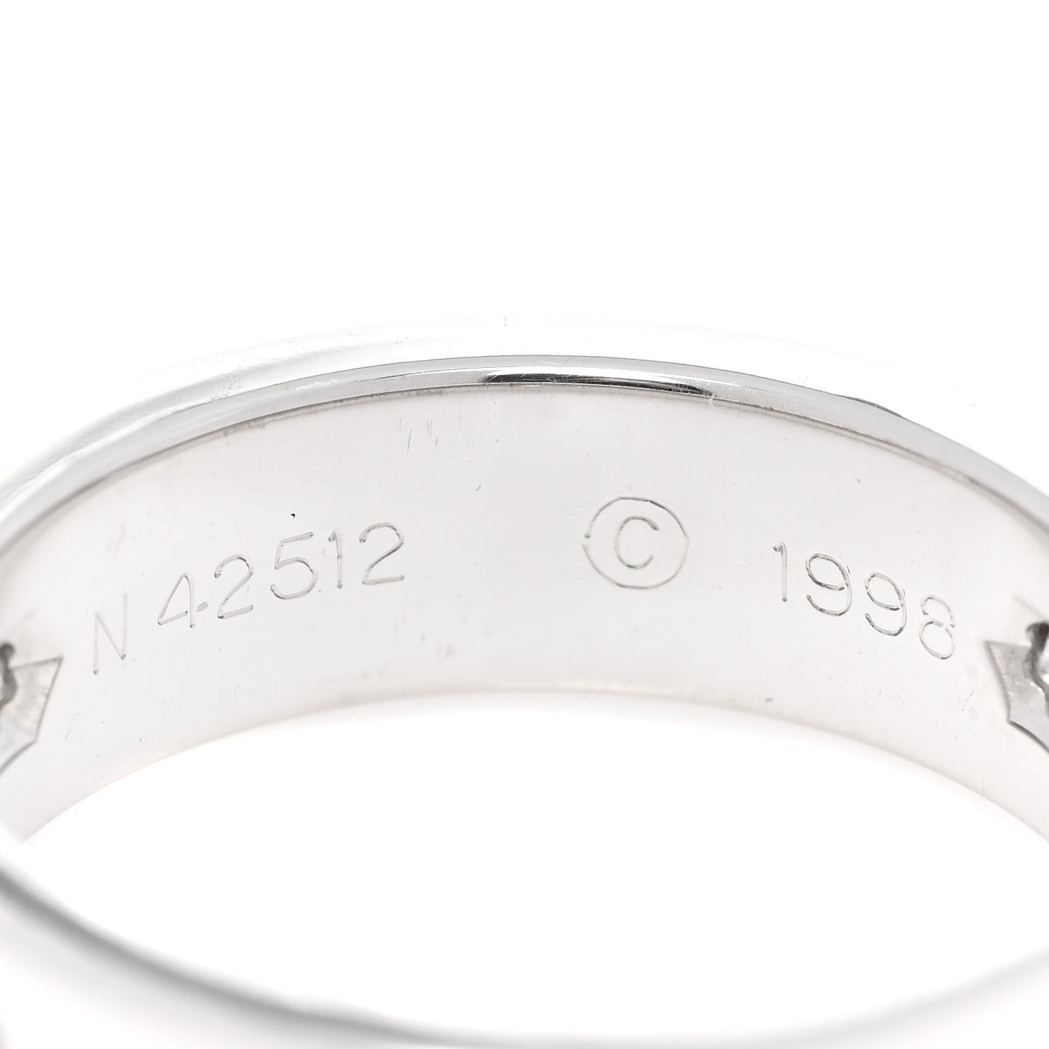 Cartier 18K White Gold 3 Diamond 5.5mm LOVE Ring 51 5.75 5 of 5