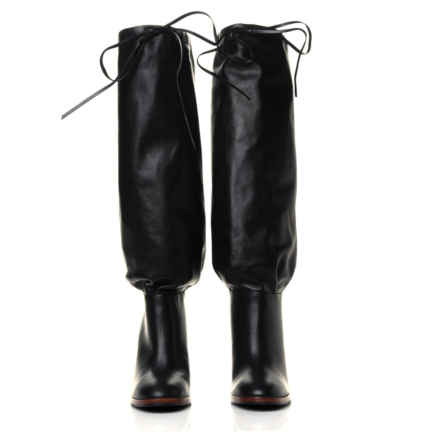Gucci Deauville Calfskin Cinched Knee High Boots 36.5 Black 2 of 7