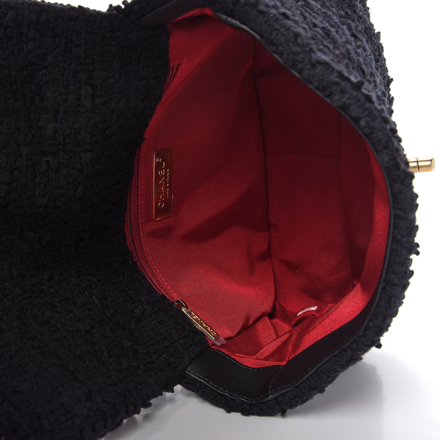Tweed Quilted Medium Chanel 19 Flap Black