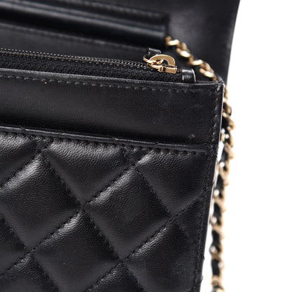 Chanel Lambskin Quilted Chain Around Wallet On Chain WOC Black 11 of 19