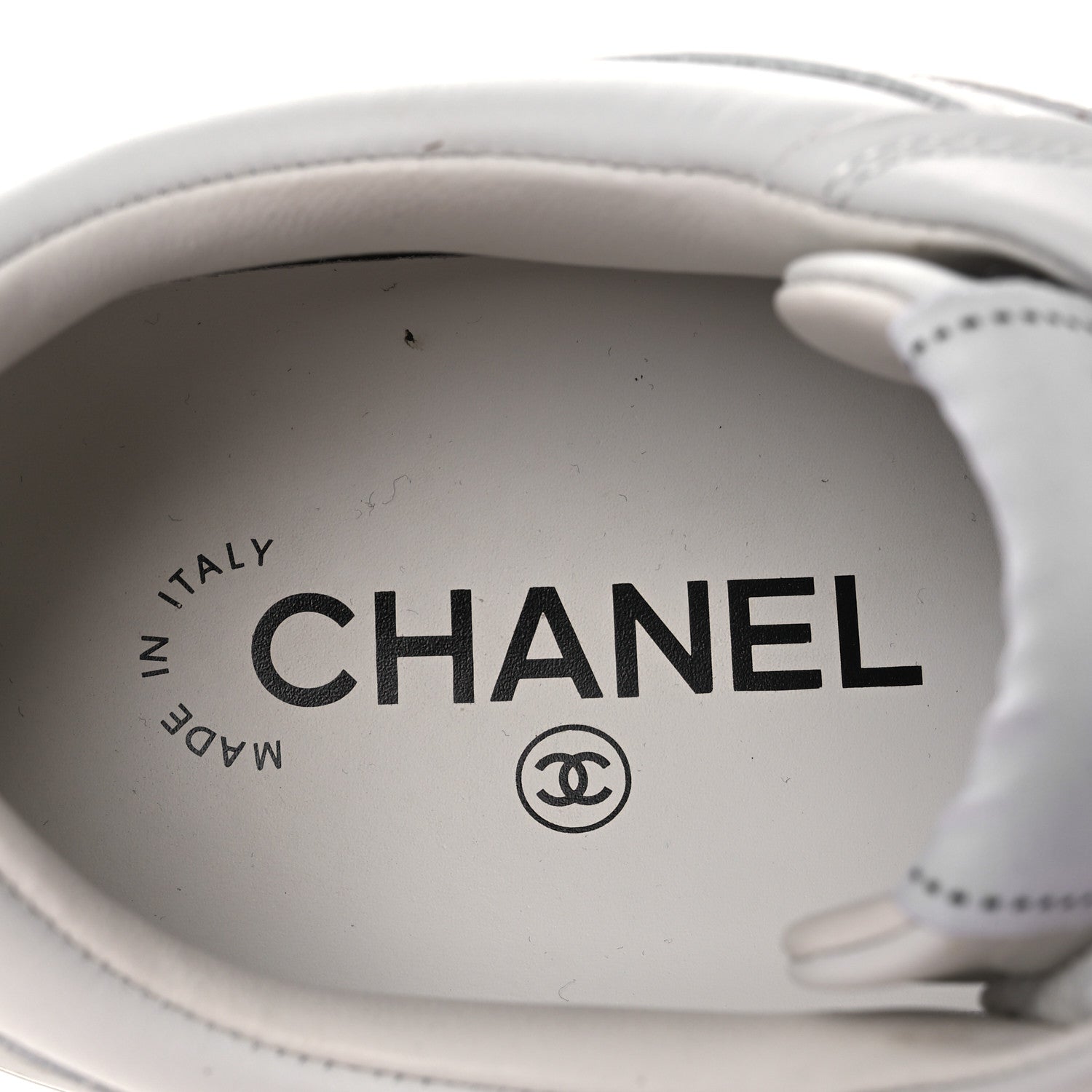 Chanel Calfskin CC Womens Sneakers 38 White Black 9 of 13
