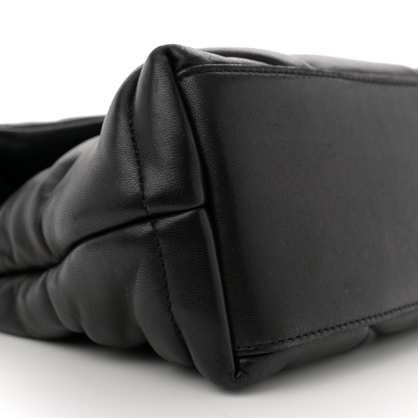 Lambskin Quilted Small Loulou Puffer Monogram Chain Satchel Black