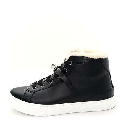 Hermes Calfskin Woolskin Daydream Sneakers 39 Black Ecru 1 of 8
