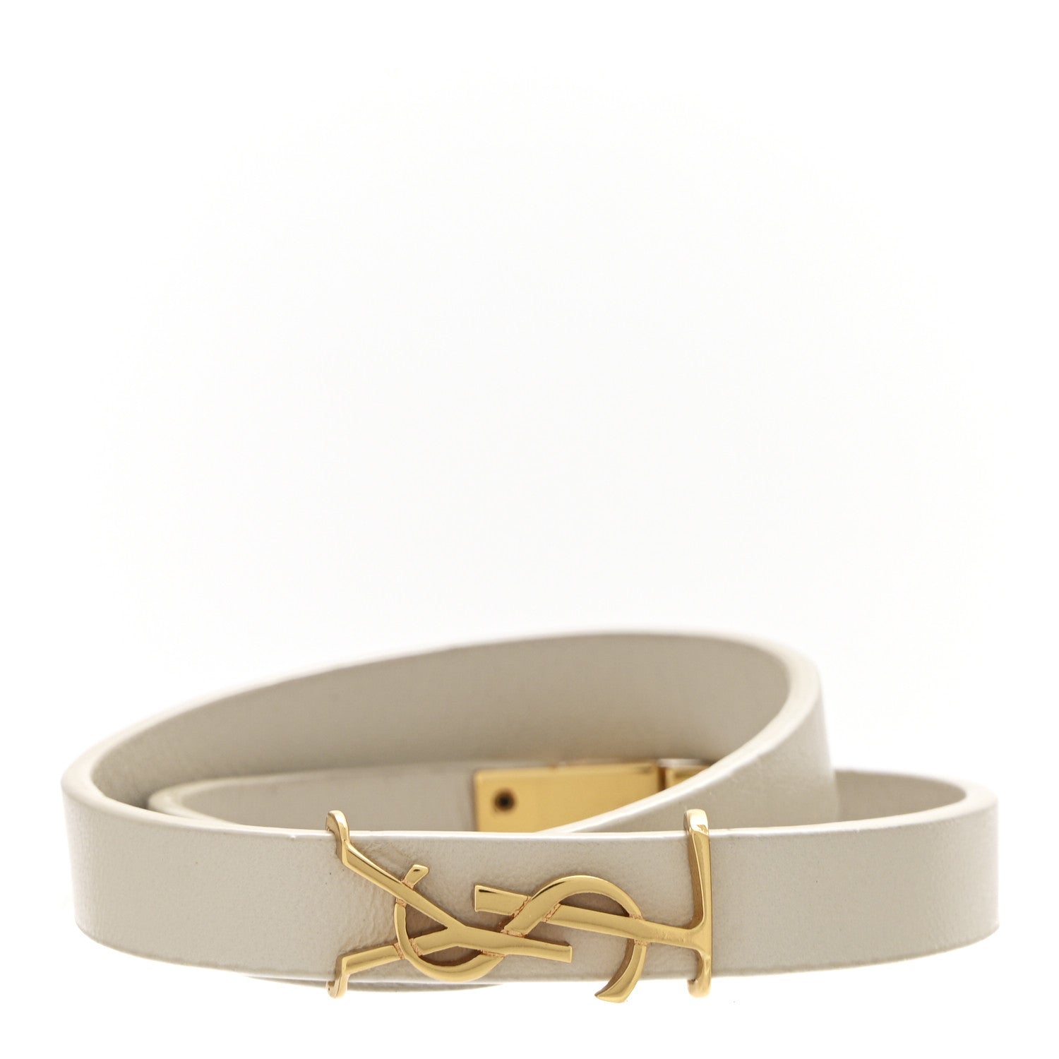 Saint Laurent Calfskin Opyum Double Wrap Bracelet Crema Soft 1 of 4