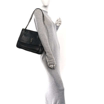 Saint Laurent Grained Lambskin Monogram Large Niki Chain Satchel Black 2 of 10