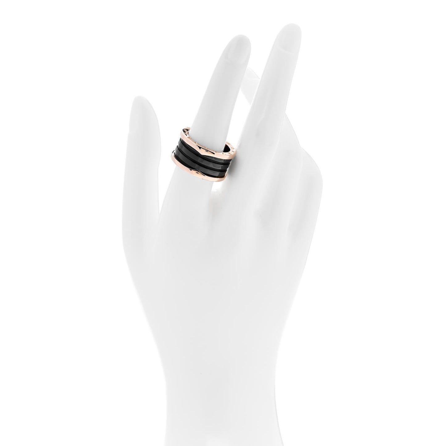 18K Rose Gold Black Ceramic B.Zero1 Four-Band Ring 57 8