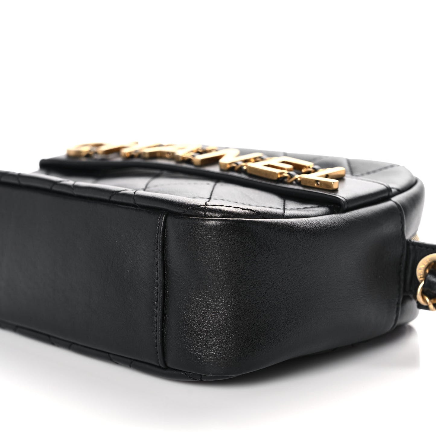 Calfskin Quilted Enchained Camera Case Bag Black