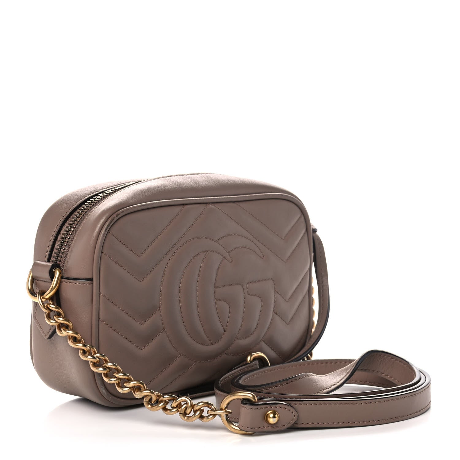 Gucci Calfskin Matelasse Mini GG Marmont Chain Shoulder Bag Porcelain Rose 3 of 12