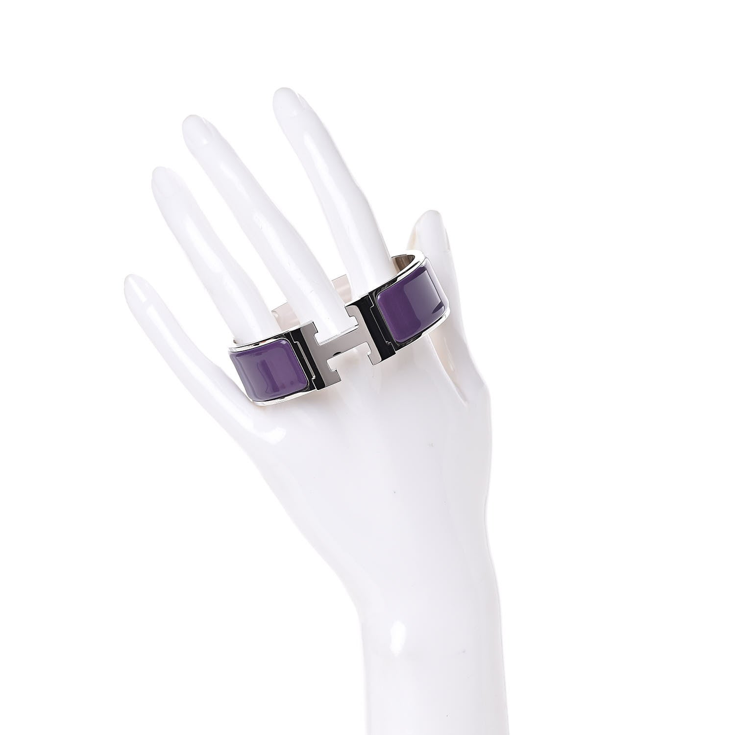 Hermes Enamel Wide Clic Clac H Bracelet PM Pourpre 2 of 6