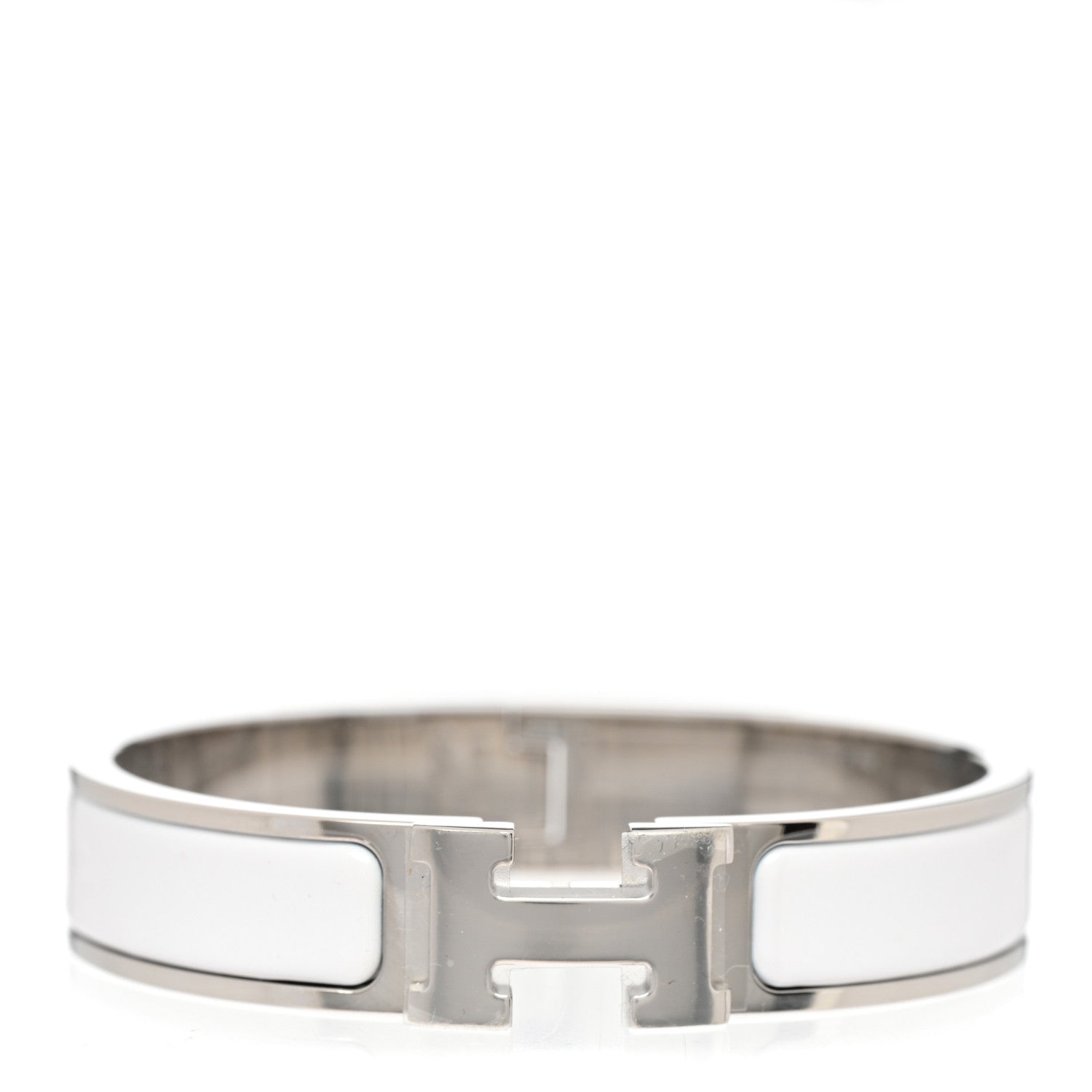 Hermes Enamel Narrow Clic Clac H Bracelet PM White 1 of 5