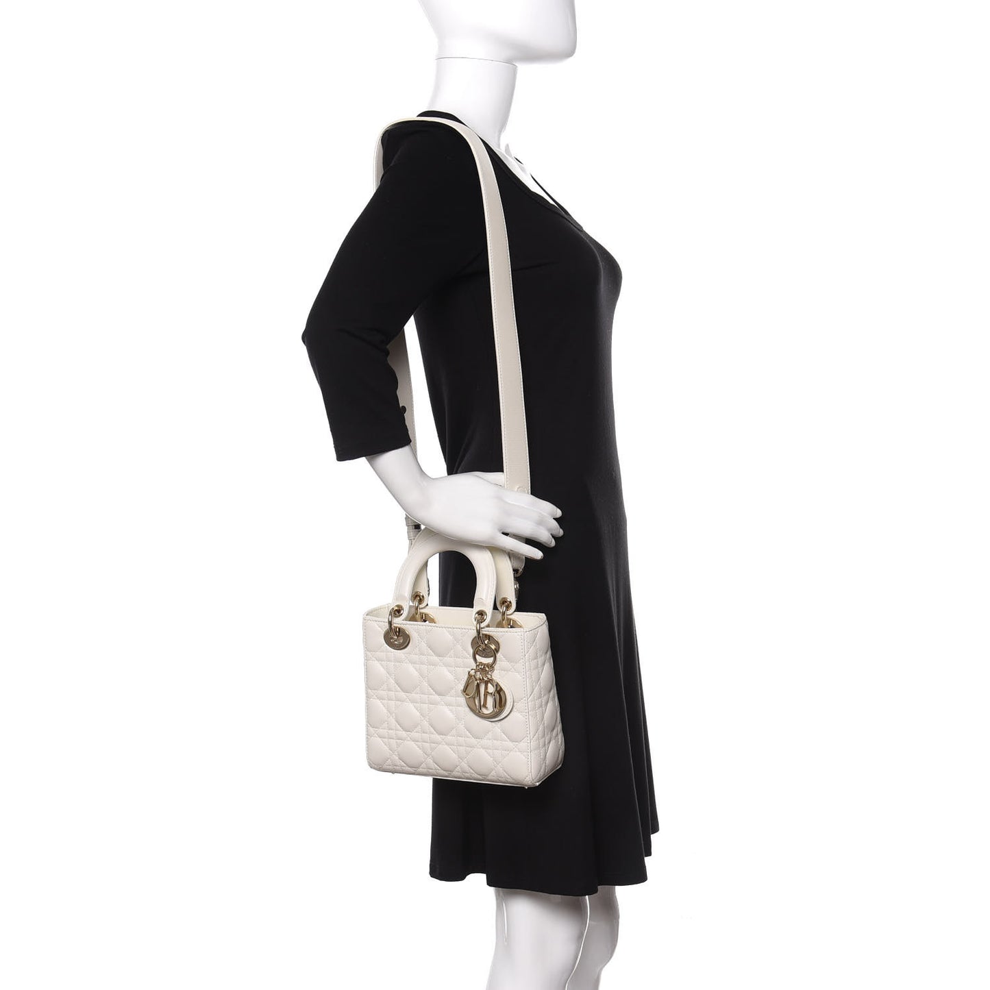 Lambskin Cannage Small My ABCDior Lady Dior White