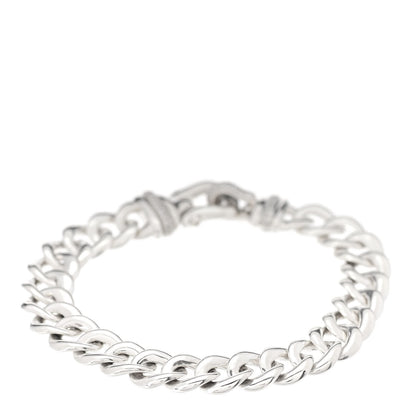 David Yurman Sterling Silver Diamond 12mm Curb Link Buckle Bracelet 3 of 4