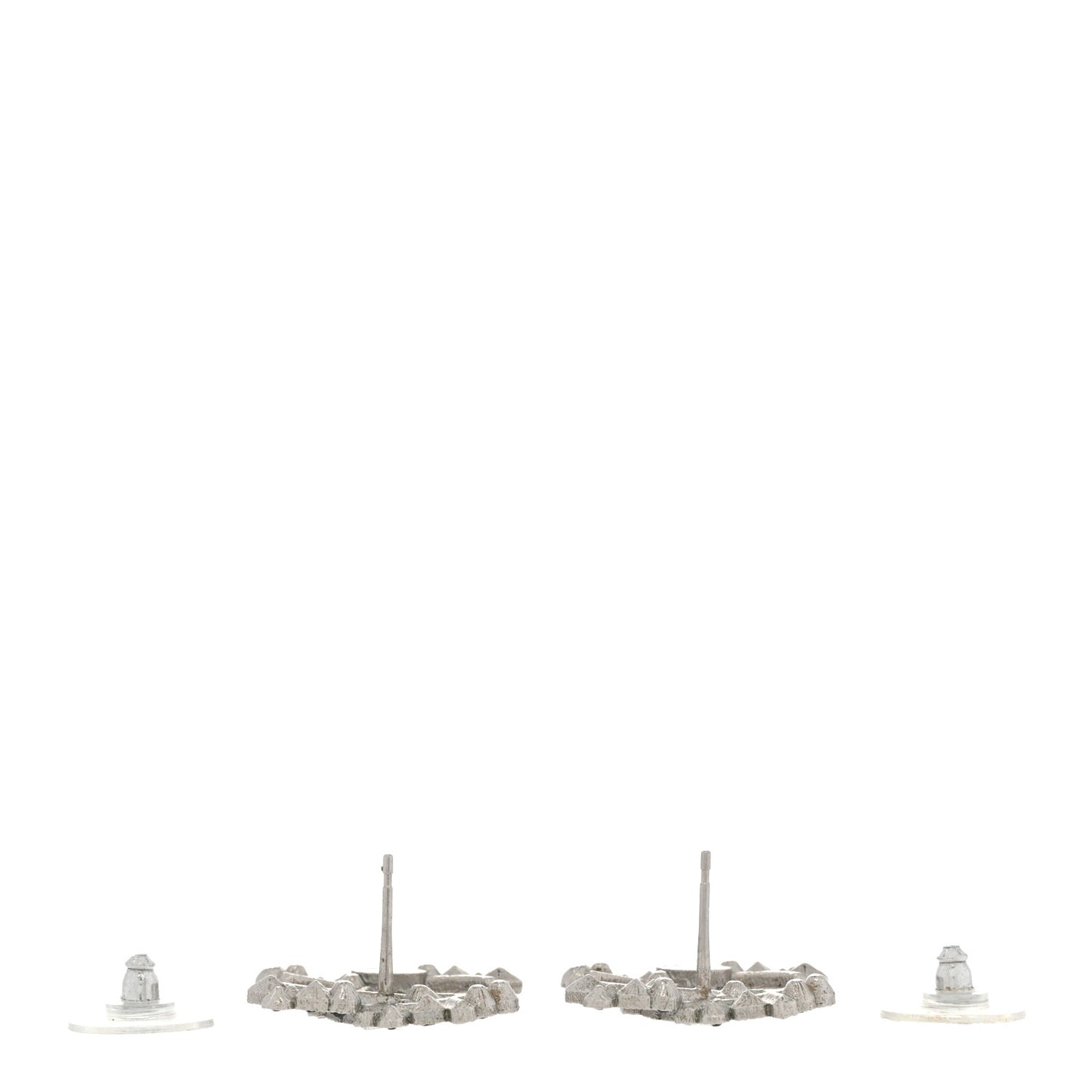 Baguette Crystal CC Earrings Silver Black