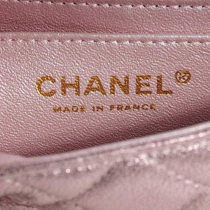 Chanel Metallic Goatskin Quilted Mini Flap Pink 7 of 8