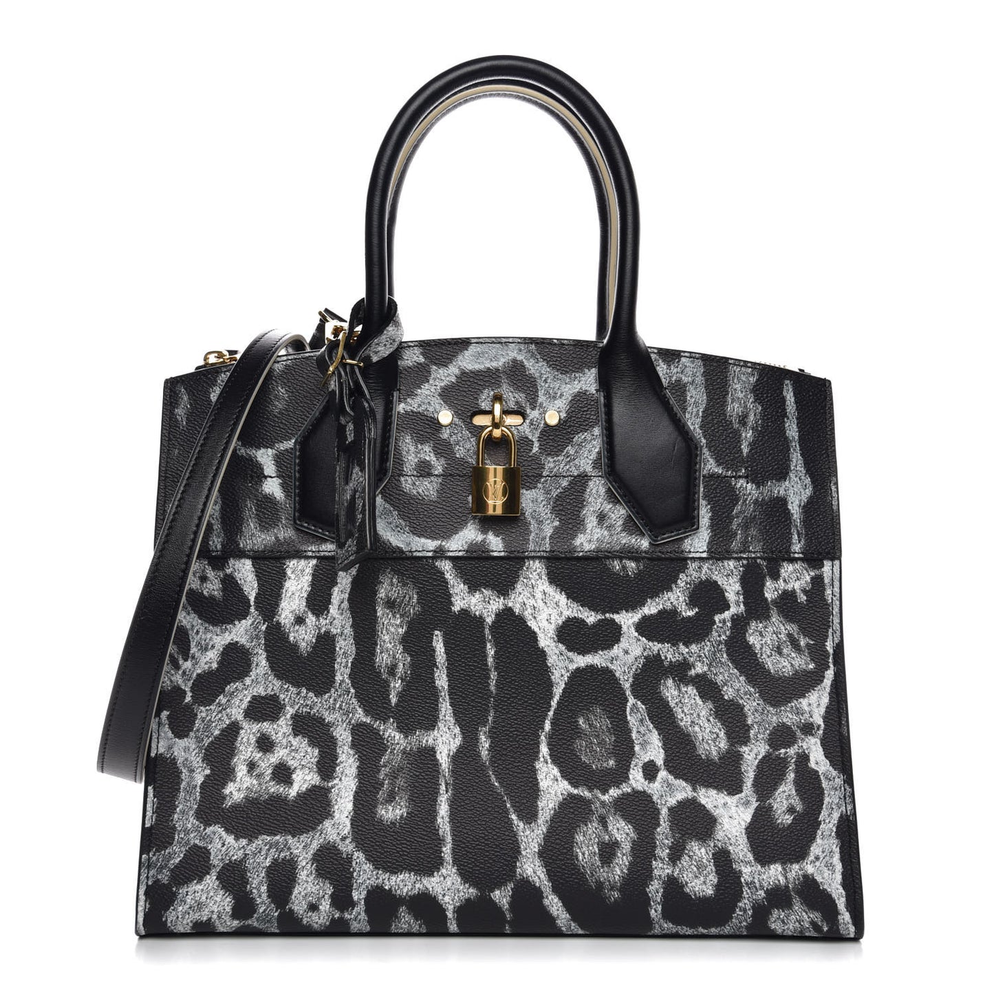 Canvas Calfskin Wild Animal Print City Steamer MM Black