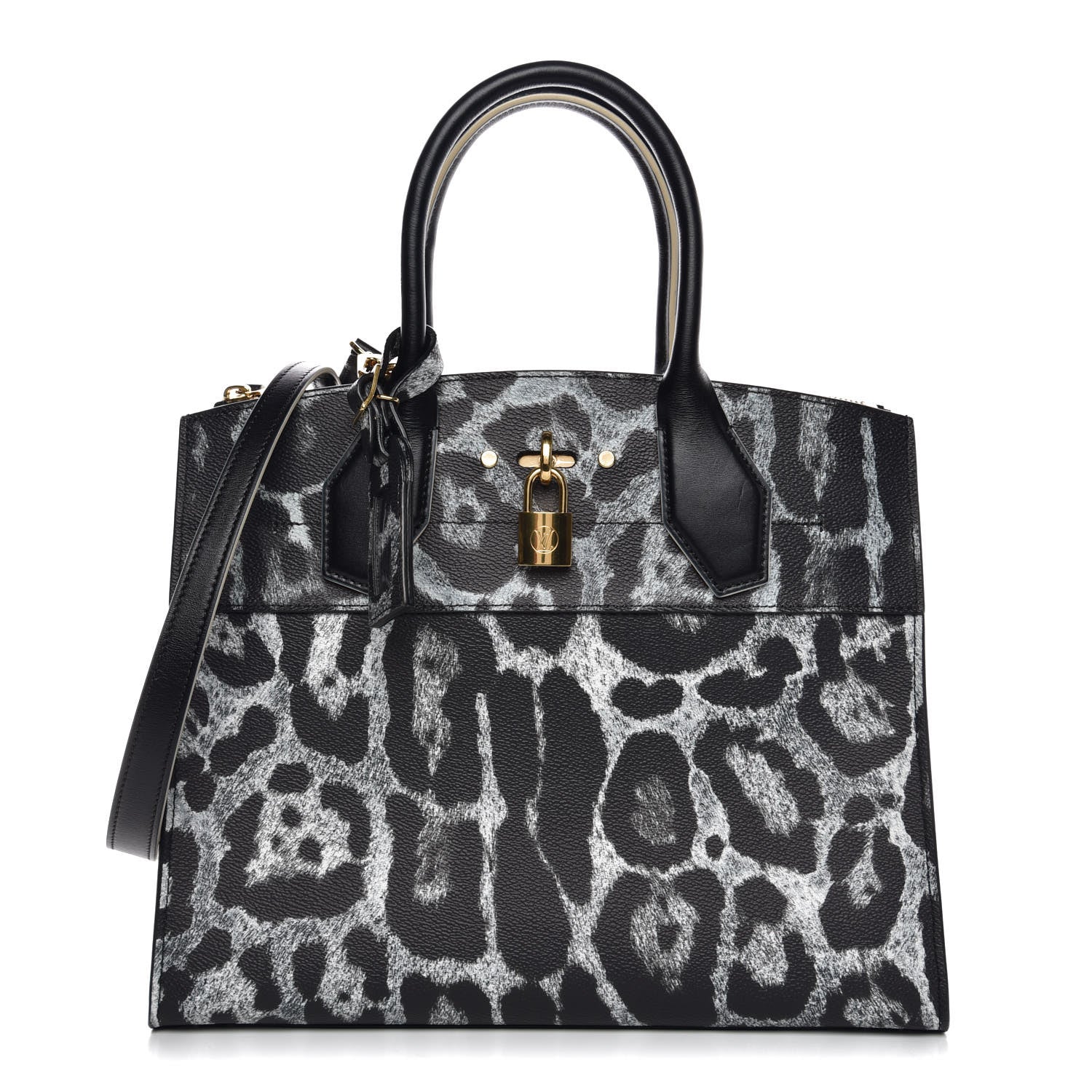 Louis Vuitton Canvas Calfskin Wild Animal Print City Steamer MM Black 1 of 9