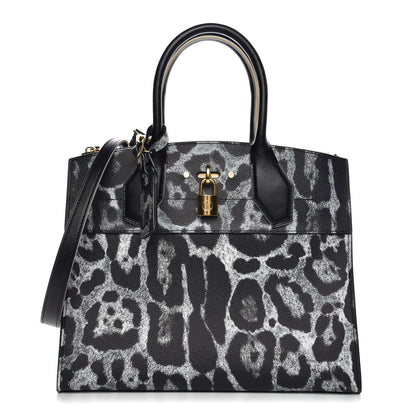 Louis Vuitton Canvas Calfskin Wild Animal Print City Steamer MM Black 1 of 9