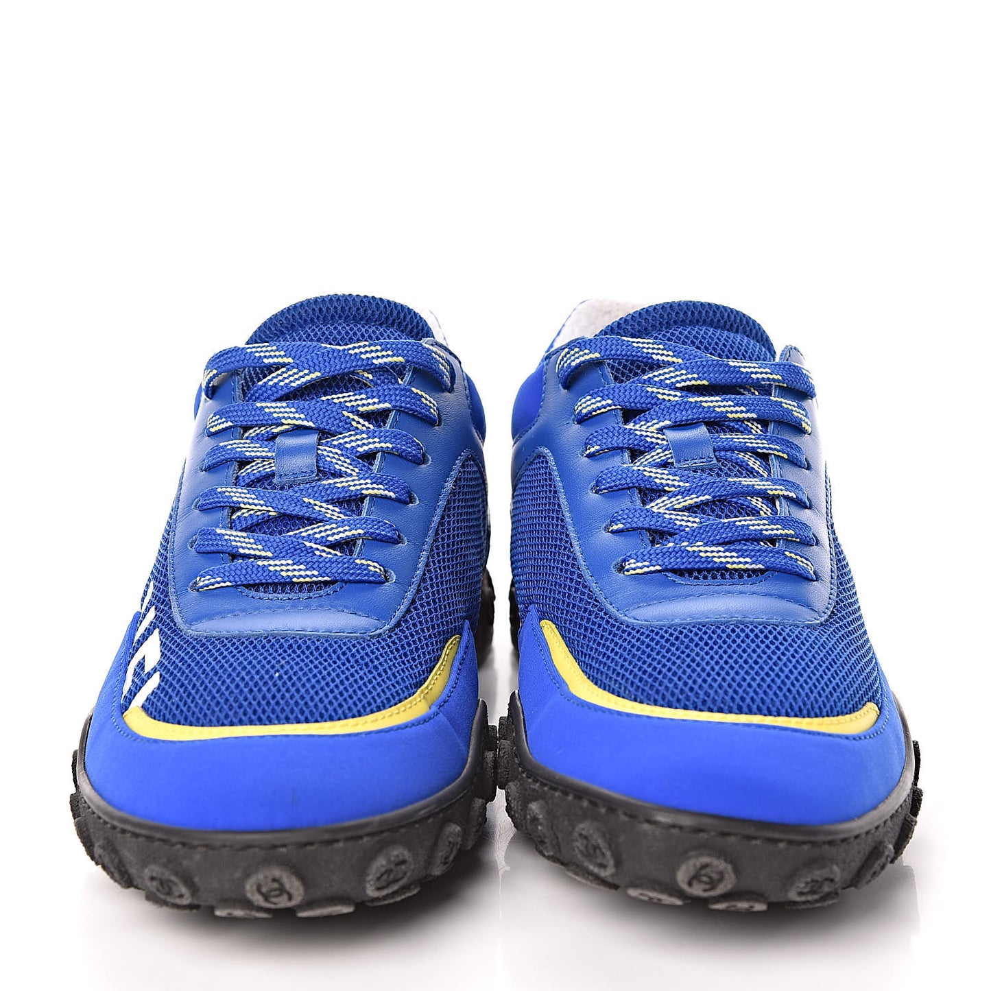 Calfskin Mesh Lycra Womens Logo Sneakers 39 Royal Blue