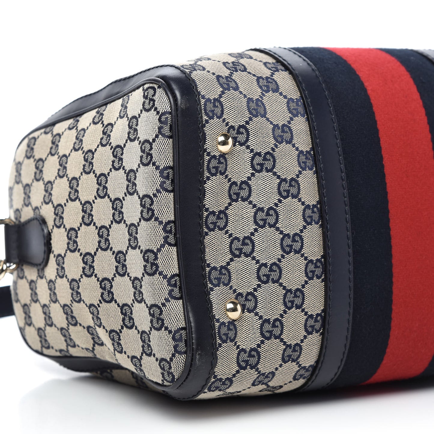 Monogram Selleria Calfskin Vintage Web Medium Boston Beige Blue