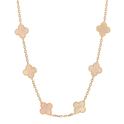 Van Cleef & Arpels 18K Yellow Gold Mother of Pearl 10 Motifs Vintage Alhambra Necklace 1 of 4