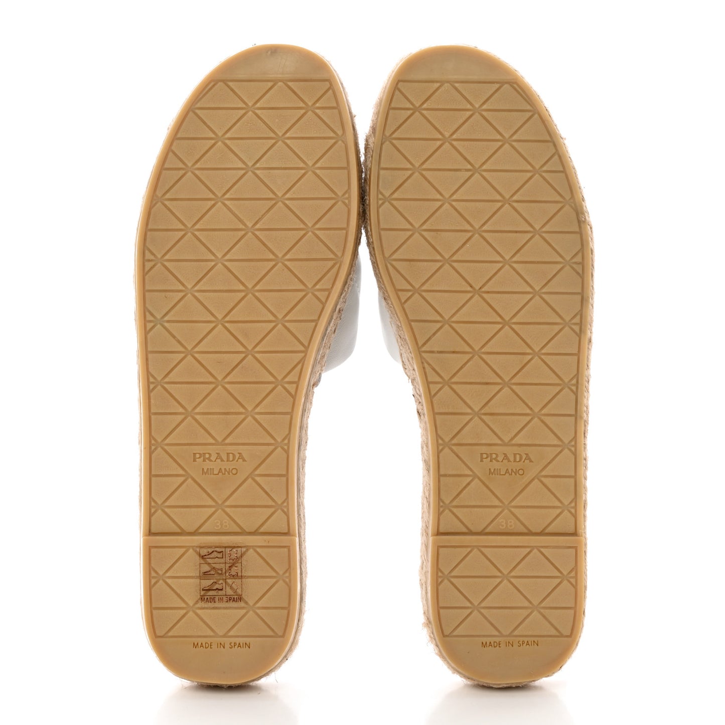 Nappa Logo Quilted Espadrille 20mm Slide Sandals 38 Bianco
