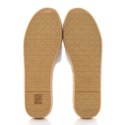 Prada Nappa Logo Quilted Espadrille 20mm Slide Sandals 38 Bianco 5 of 13