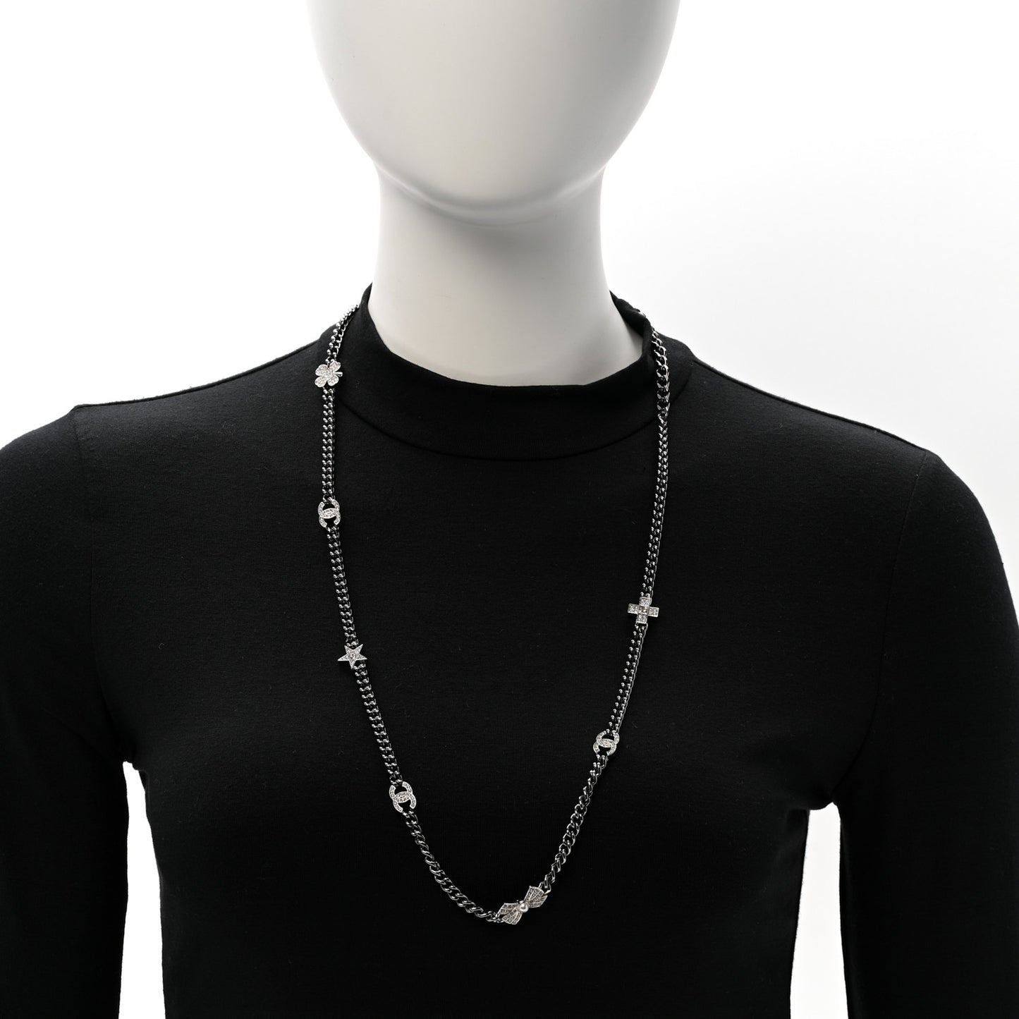 Ruthenium Crystal Chain CC Lucky Charms Necklace