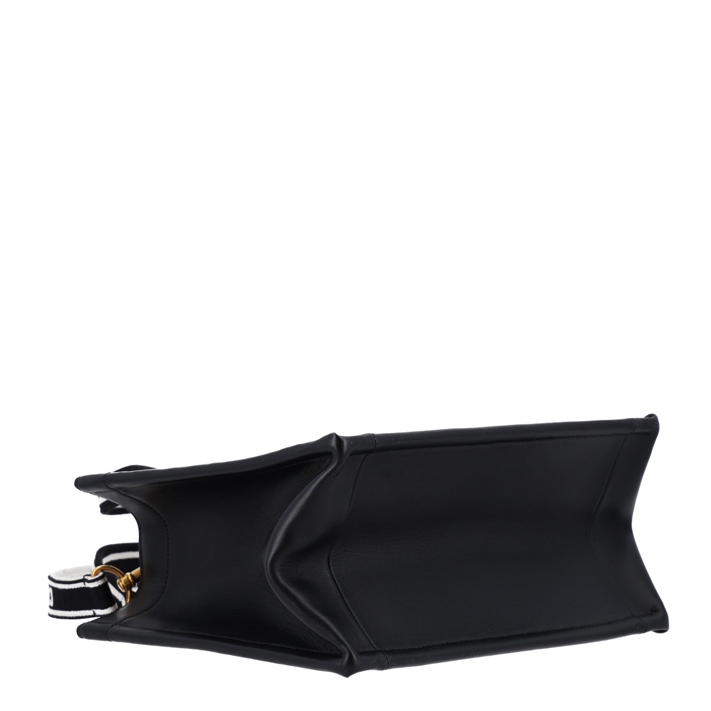 Canvas Calfskin Embroidered Small Plan De Paris Book Tote With Strap Black White