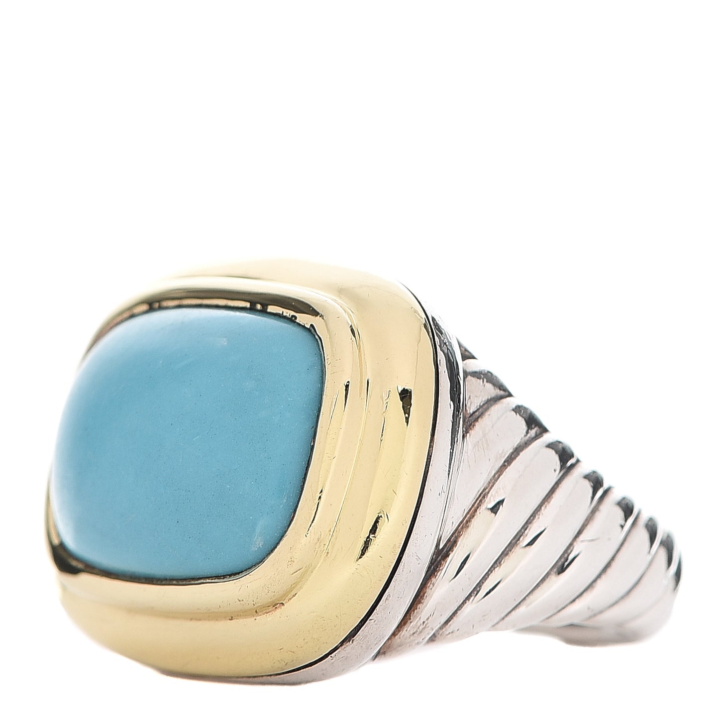 Sterling Silver 18K Yellow Gold Turquoise 18mm Waverly Ring 57 8