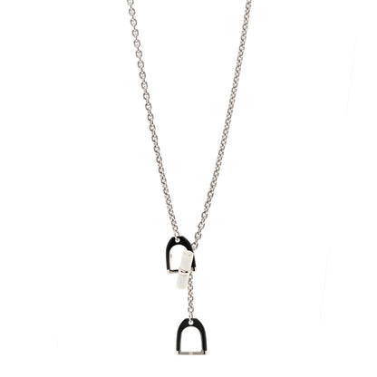 Hermes Palladium Lacquered Etrier Necklace Black 1 of 7