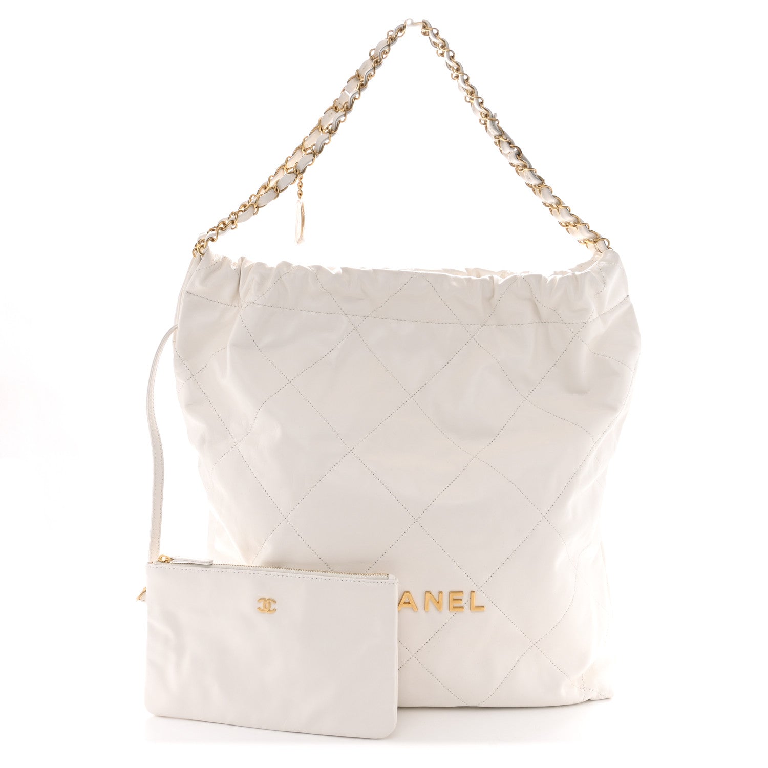 Chanel Shiny Calfskin Quilted Large Chanel 22 White 3 of 11