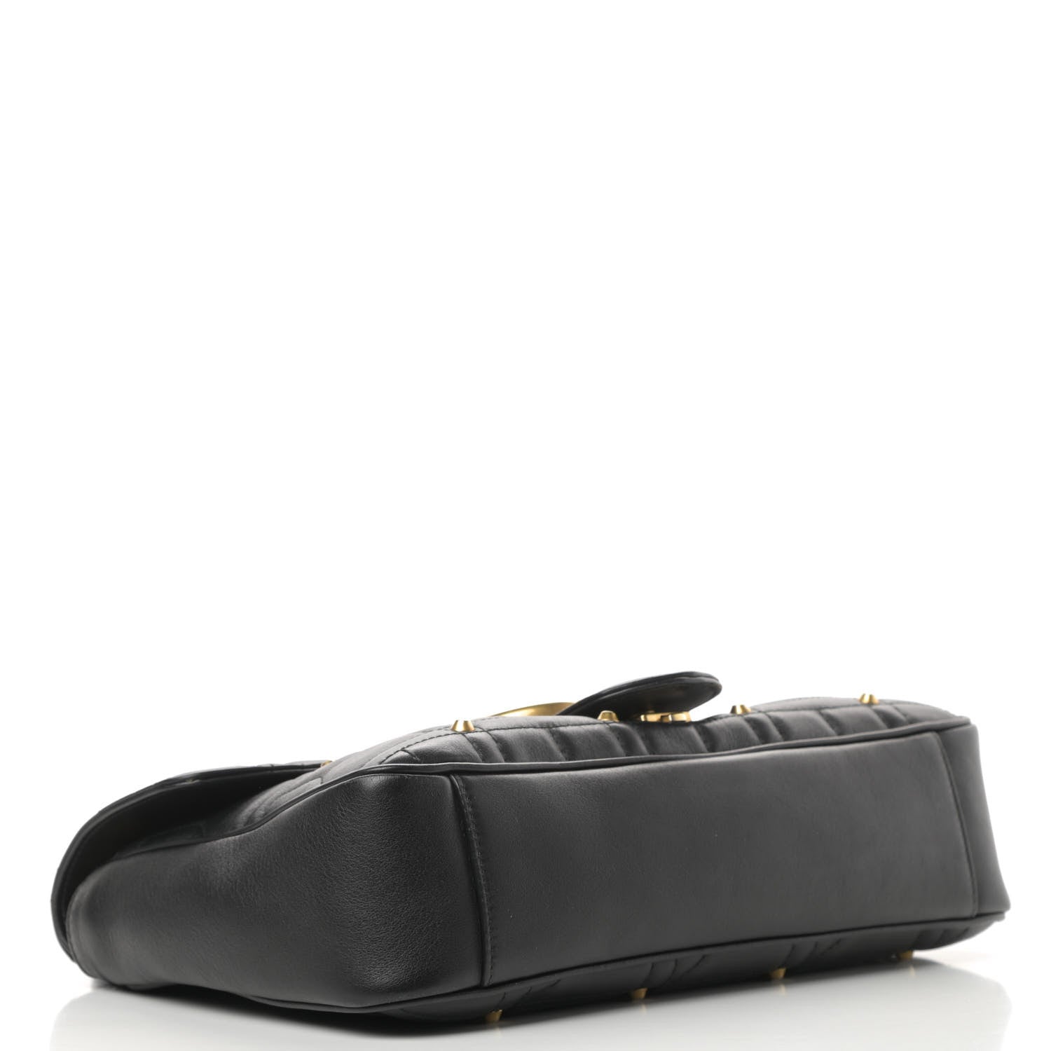 Gucci Calfskin Matelasse Studded Medium GG Marmont Shoulder Bag Black 4 of 12