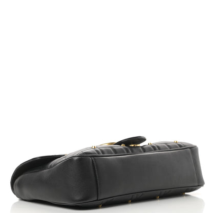 Gucci Calfskin Matelasse Studded Medium GG Marmont Shoulder Bag Black 4 of 12