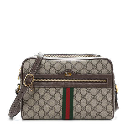 Gucci GG Supreme Monogram Web Small Ophidia Shoulder Bag Brown 1 of 9