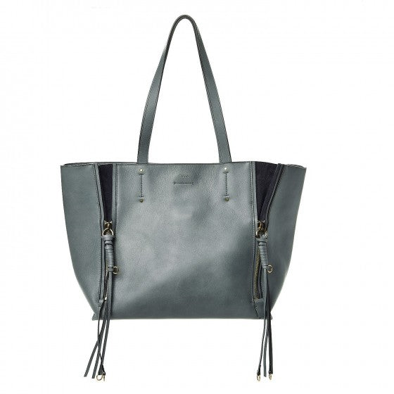 Smooth Calfskin Medium Milo Shopping Tote Cloudy Blue