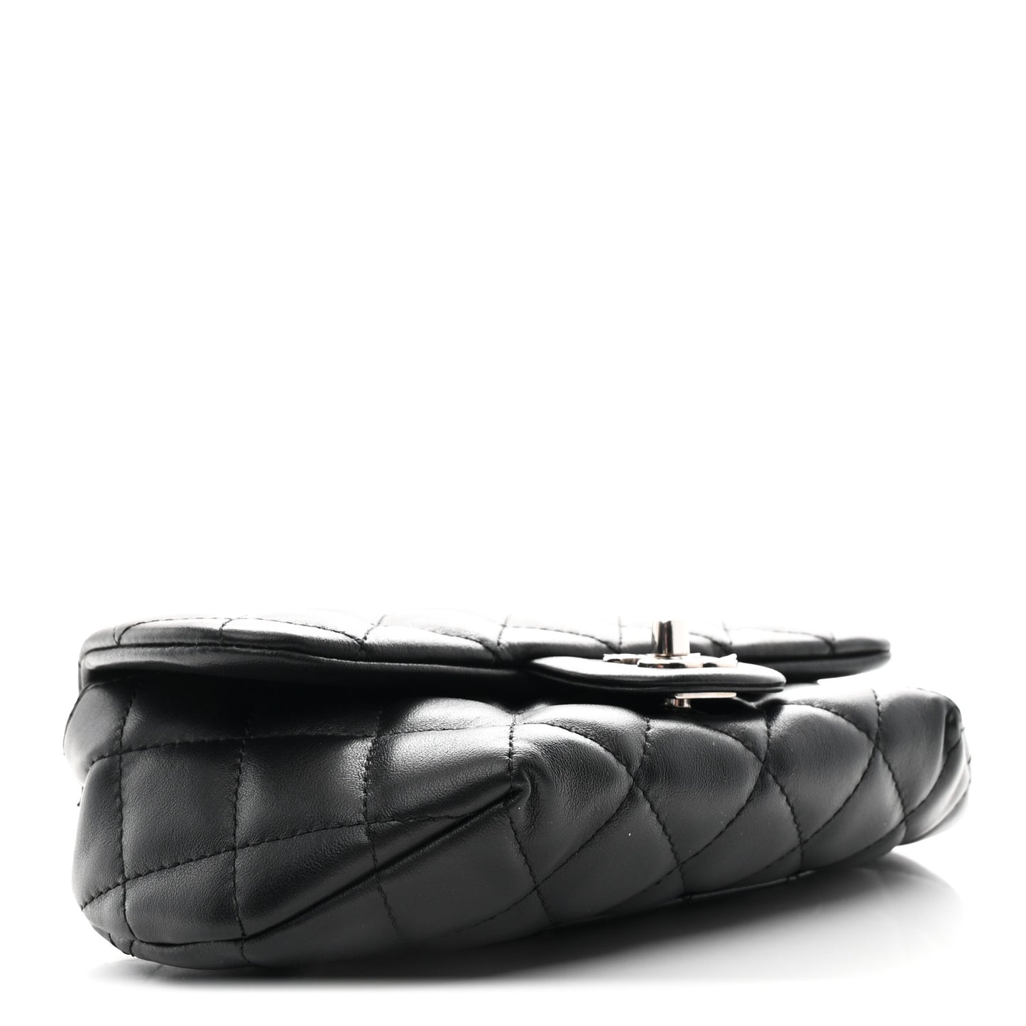 Calfskin Quilted CC Uniform Flap Belt Bag Black