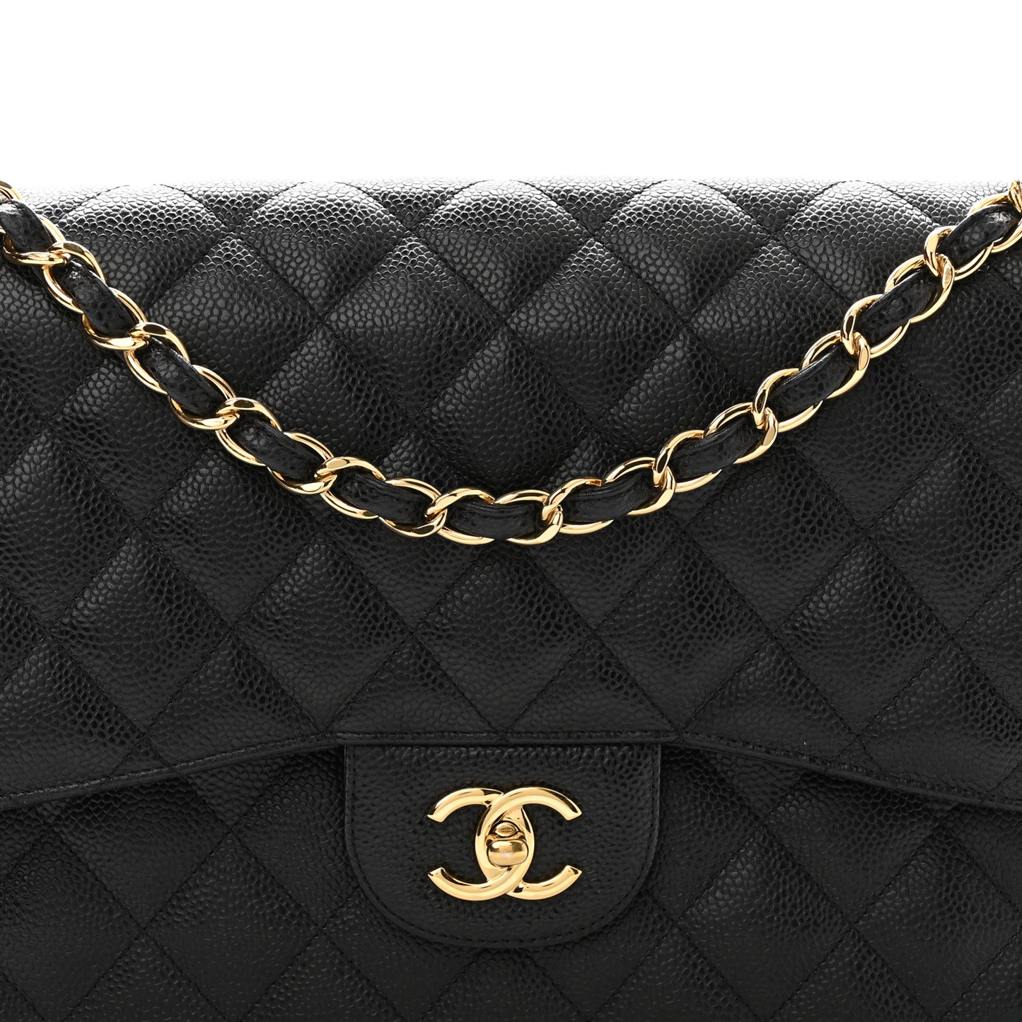 Caviar Quilted Jumbo Double Flap Black