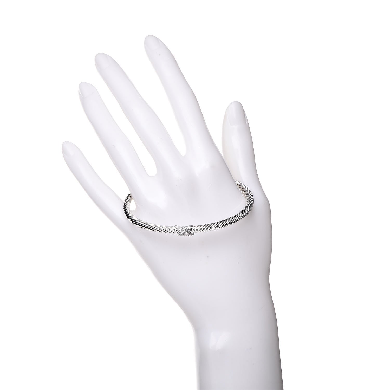 David Yurman Sterling Silver Diamond 4mm X Cable Bracelet 2 of 4