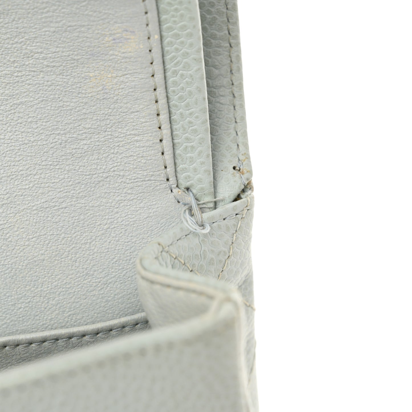 Caviar Quilted Medium Double Flap Light Blue