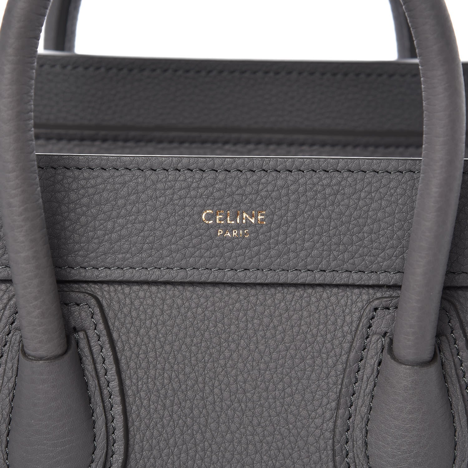 Celine Drummed Calfskin Nano Luggage Kohl 8 of 10