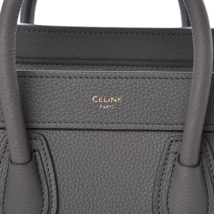Celine Drummed Calfskin Nano Luggage Kohl 8 of 10