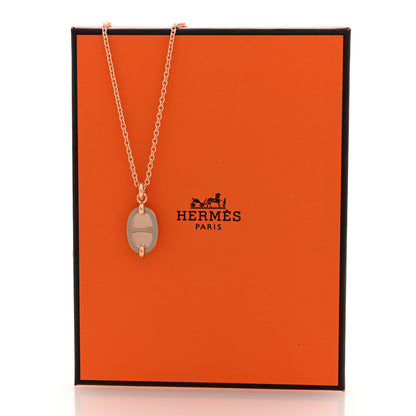 Hermes Metal Enamel Mini Maillon Pendant Necklace Rose Candeur 6 of 6