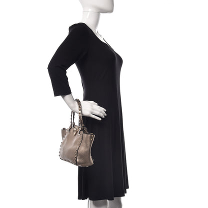 Valentino Garavani Metallic Alce Printed Calfskin Mini Rockstud Tote Sasso 3 of 9
