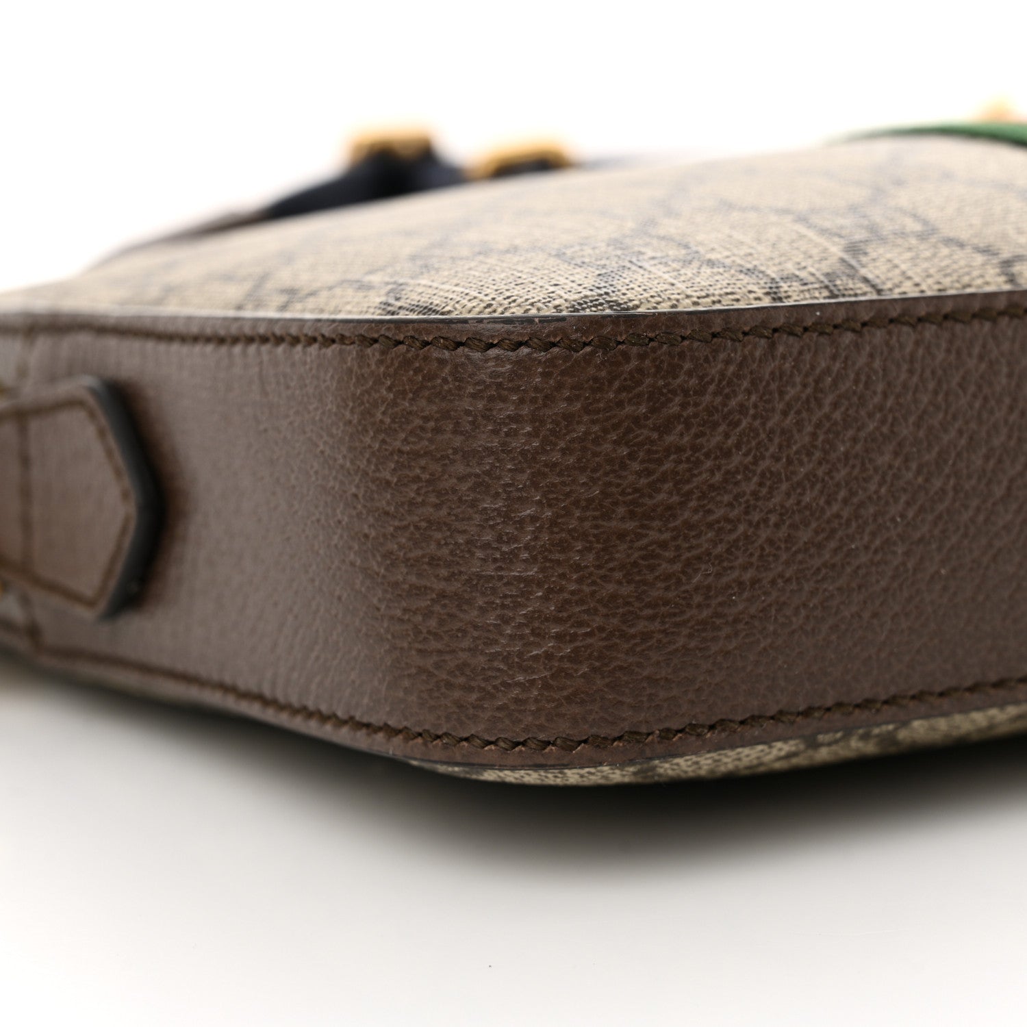 Gucci GG Supreme Monogram Textured Dollar Calfskin Web Ophidia Wristlet Shoulder Bag Beige Ebony New Acero 9 of 11