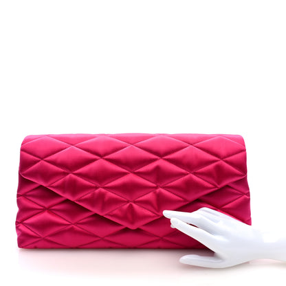 Saint Laurent Satin Quilted Sade Puffer Envelope Clutch Bubblegum 2 of 7