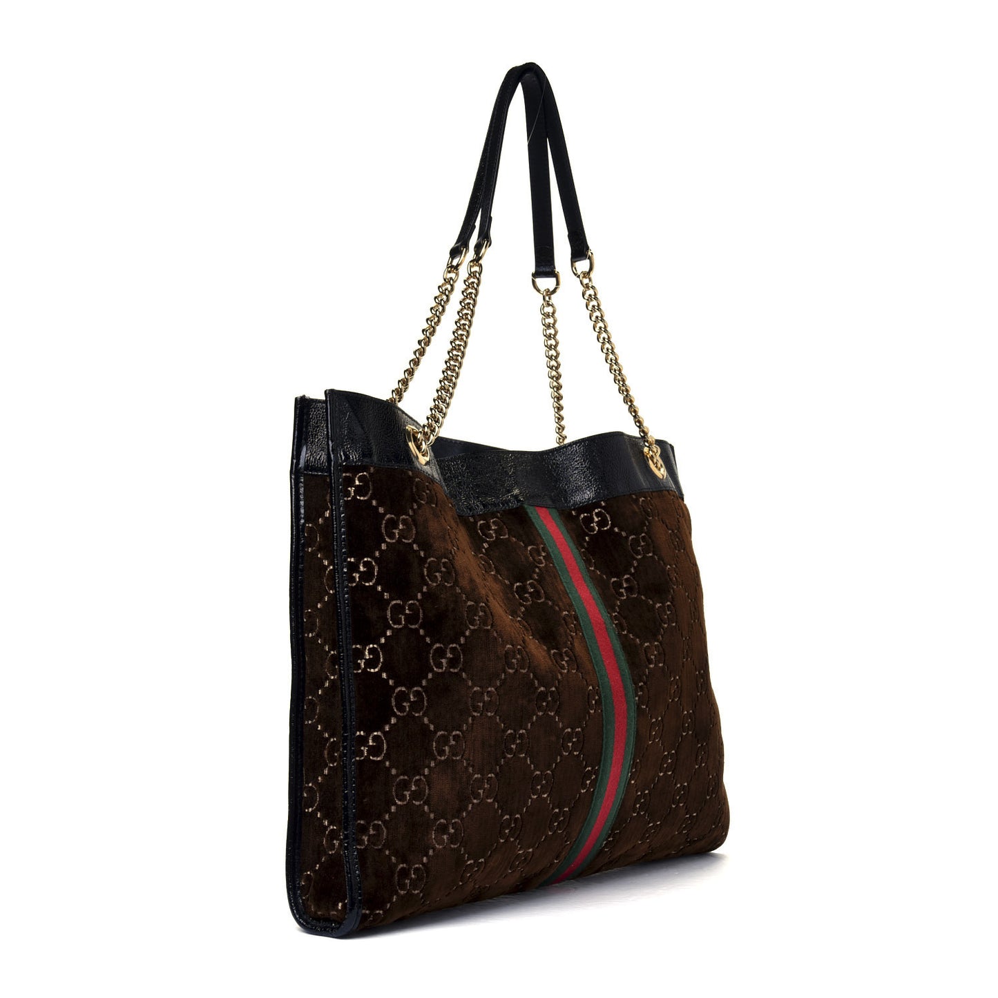 Velvet GG Monogram Large Rajah Chain Tote Brown
