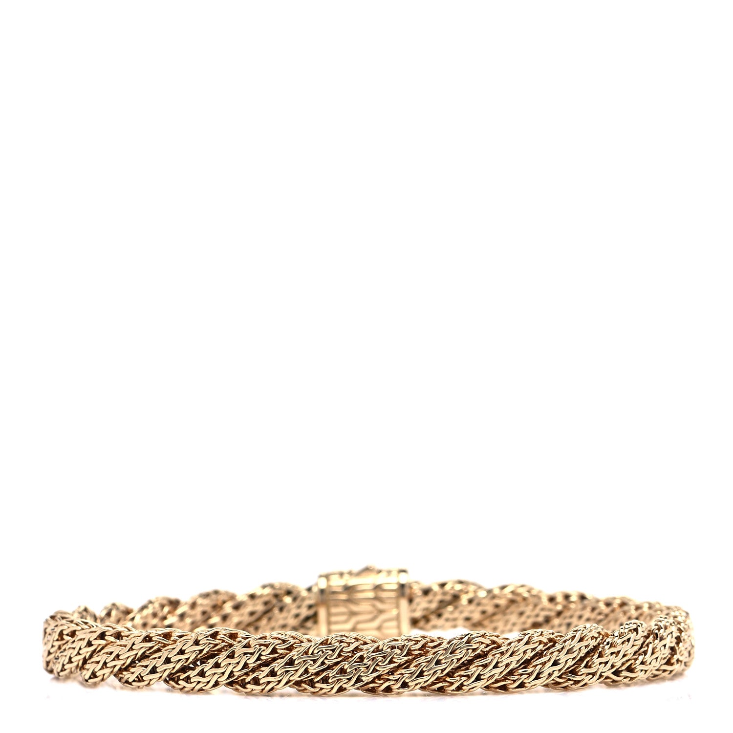 John Hardy 18K Yellow Gold Diamond 6mm Classic Twist Chain Bracelet 3 of 5