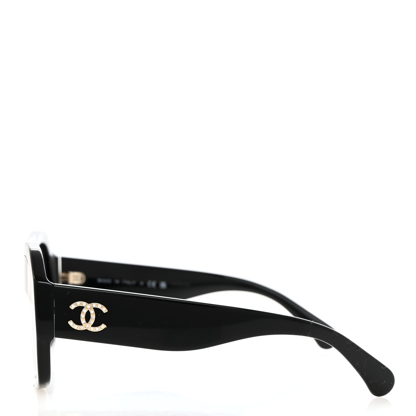 Acetate Crystal CC Shield Sunglasses 5497-B-A Black